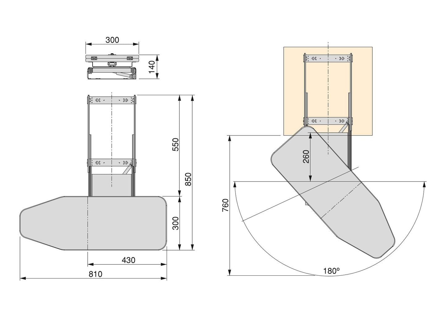 Tabla de planchar plegable Iron 180º para mueble